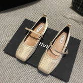 Designer Damen Mary Jane Schuhe Mode Damen Square Toe Flats Schuhe Weiche Sohle Flache Ferse Kleid Ballettschuhe